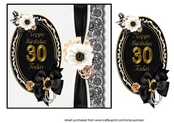 Black & White 30th Birthday Card