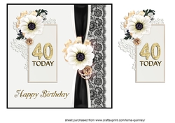 Black & White 40th Birthday Card