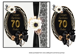 Black & White 70th Birthday Card with Oval Topper