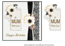 Black & White Birthday Card - Mum