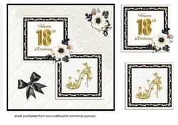 Black & White 18th Birthday Card