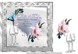 Silver Wedding Heart Card