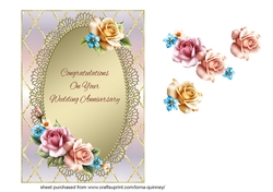 Multi & Gold Roses Anniversary Card Front