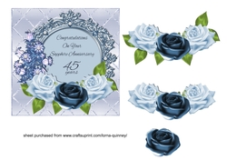 Blue Roses Sapphire Anniversary Card Front