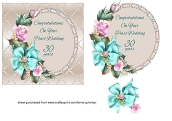 Pink & Turquoise Pearl Anniversary Card Front