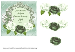 Green Roses Emerald Anniversary Card Front