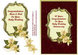 Ruby Wedding - Flowersd in Gold Bracket Frame
