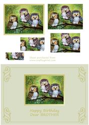 Three Wise Owls Pyramid Card Front - Brother