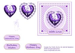 Purple Satin Heart on Lace