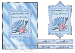Roses and Fan Card Front 4 - 70th, 80th, 90th, 100th