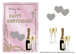 Champagne and Hearts Anniversary Card