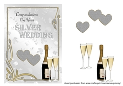 Champagne and Hearts 25TH Anniversary Card