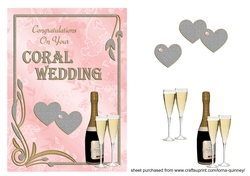 Champagne and Hearts 35TH Anniversary Card