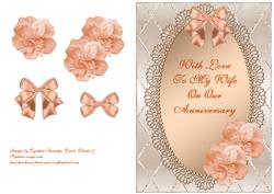 Peach Flowers on Peach Oval Frame- Wife Anniversary