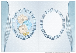 Blue & White Floral 5th Anniversary Card Insert