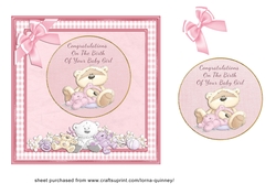 Baby Bear New Baby Girl Card