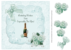 Champagne & Flowers Birthday Card