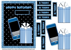 A5 Blue Phone & Present Birthday Card