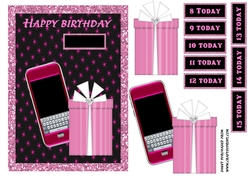 A5 Pink Phone & Present Birthday Card