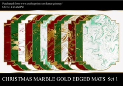 Christmas Marble Gold Edged Mats Set 1