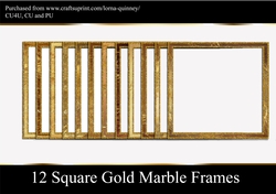 12 Square Gold Marble Frames