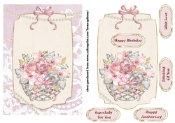 Pink & Gold Flower Basket