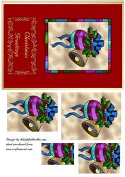 Christmas Stained Glass Pyramid - Bauble & Bells
