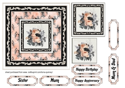 Peach & Black Floral Card