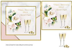 White Roses Anniversary Card