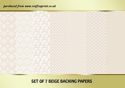 Set of 7 Beige Backing Papers