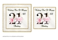 Floral Number 21 Birthday Card Front