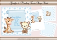 Giraffe & Monkey Twin Boys Card Mini Kit