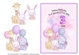 Animal Themed Girls Birthday Card - Age 3