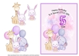 Animal Themed Girls Birthday Card - Age 5