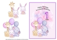 Animal Themed Daughter Birthday Card - 1st Birthday