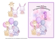 Animal Themed Granddaughter Birthday Card - 1st Birthday