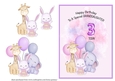 Animal Themed Granddaughter Birthday Card - 3rd Birthday