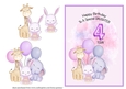 Animal Themed Daughter Birthday Card - 4th Birthday