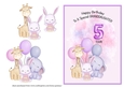 Animal Themed Granddaughter Birthday Card - 5th Birthday