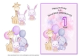 Animal Themed Great Granddaughter  Birthday Card - 1st Birthday