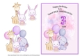 Animal Themed Great Granddaughter  Birthday Card - 3rd Birthday