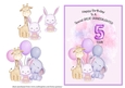 Animal Themed Great Granddaughter  Birthday Card - 5th Birthday