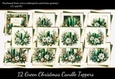 12 Green Christmas Candle Toppers