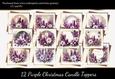 12 Purple Christmas Candle Toppers