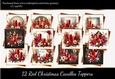 12 Red Christmas Candle Toppers