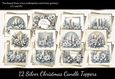 12 Silver Christmas Candle Toppers