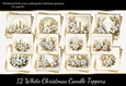 12 White Christmas Candle Toppers