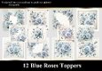 12 Pale Blue Rose Toppers