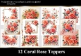 12 Coral Rose Toppers