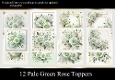 12 Pale Green Rose Toppers